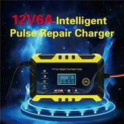 12V 6A Smart Car Battery Charger with LED Display, Car/Motorcycle Charger, Pulse Repair, Fire Retardant \u0026 Fully Automatic Stop, Extend Battery Life